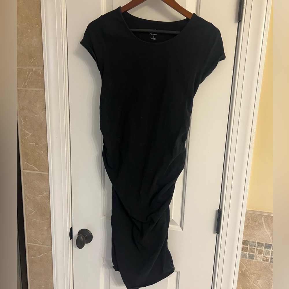Classic fitted black maternity dress